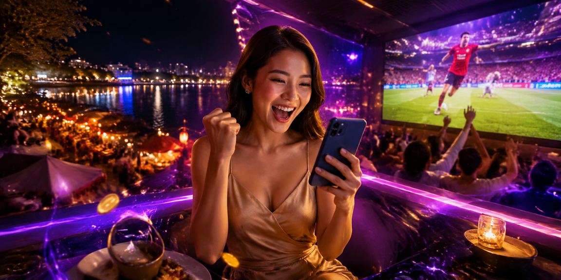 Người dùng trải nghiệm casino di động tại chợ đêm Hà Nội trên smartphone
